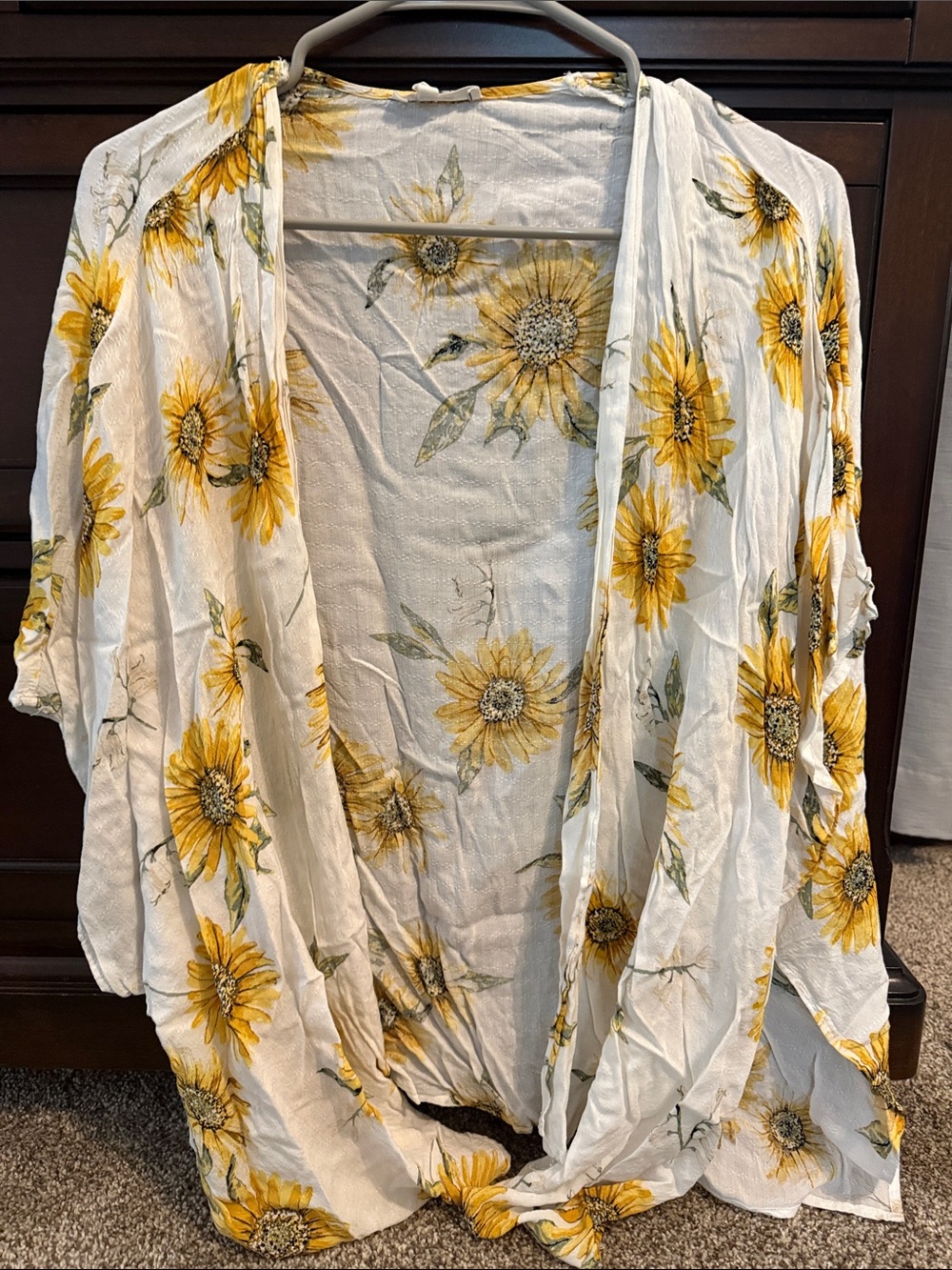 Maurices White Sunflower Print Kimono